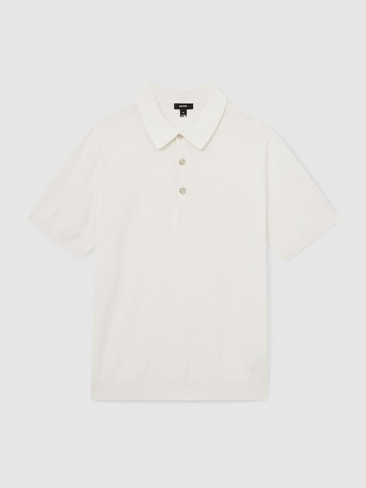 Reiss Off White Asher Cotton-Silk Polo Shirt - Image 2 of 5