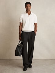 Reiss Off White Asher Cotton-Silk Polo Shirt - Image 3 of 5