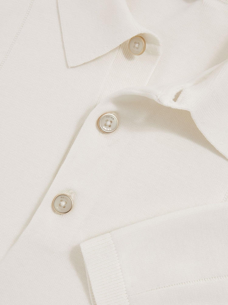 Reiss Off White Asher Cotton-Silk Polo Shirt - Image 5 of 5