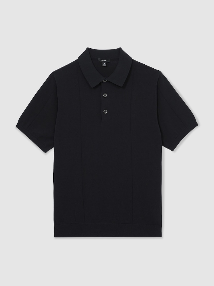 Reiss Navy Asher Cotton-Silk Polo Shirt - Image 2 of 6