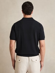 Reiss Navy Asher Cotton-Silk Polo Shirt - Image 5 of 6