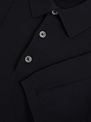 Reiss Navy Asher Cotton-Silk Polo Shirt - Image 6 of 6