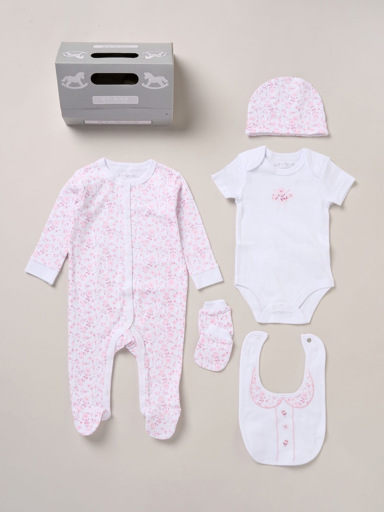 Rock-A-Bye Baby Boutique Baby Pink 100% Cotton Gift Set 5 Piece - Image 1 of 6 Rock-A-Bye Baby Boutique Baby Pink 100% Cotton Gift Set 5 Piece - Image 1 of 6