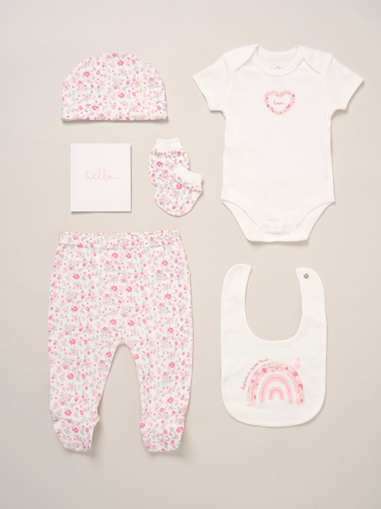 Rock-A-Bye Baby Boutique Baby 100% Cotton Printed All-In-One White Gift Set 6 Piece - Image 1 of 6 Rock-A-Bye Baby Boutique Baby 100% Cotton Printed All-In-One White Gift Set 6 Piece - Image 1 of 6
