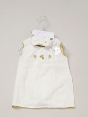Rock-A-Bye Baby Boutique Printed 100% Cotton  White Dress, Knickers and Headband Outfit Set - Image 2 of 5