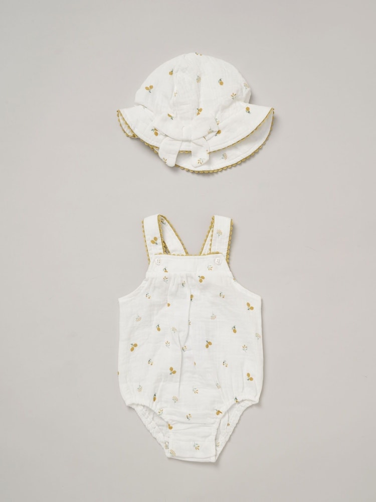Rock-A-Bye Baby Boutique Printed White 100% Cotton All in One - Image 1 of 4