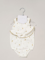 Rock-A-Bye Baby Boutique Printed White 100% Cotton All in One - Image 2 of 4