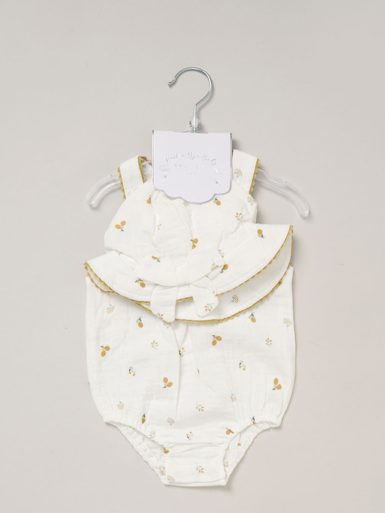 Rock-A-Bye Baby Boutique Printed White 100% Cotton All in One - Image 2 of 4