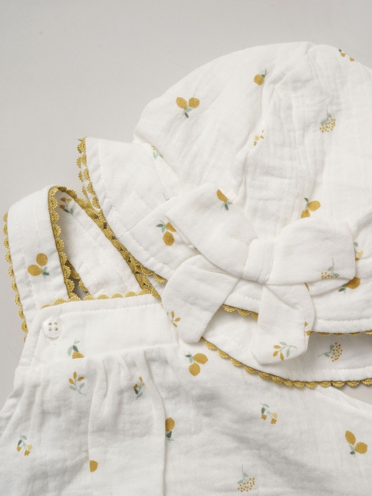 Rock-A-Bye Baby Boutique Printed White 100% Cotton All in One - Image 4 of 4