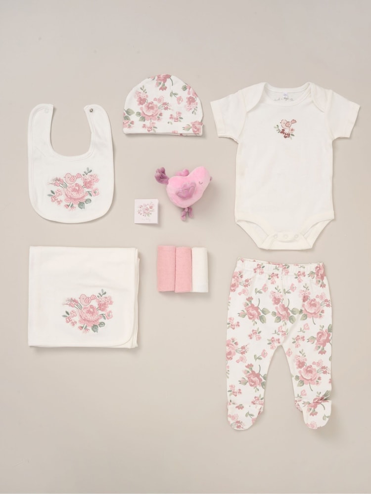 Rock-A-Bye Baby Boutique Pink 100% Cotton Print Gift Set 10 Piece - Image 1 of 6