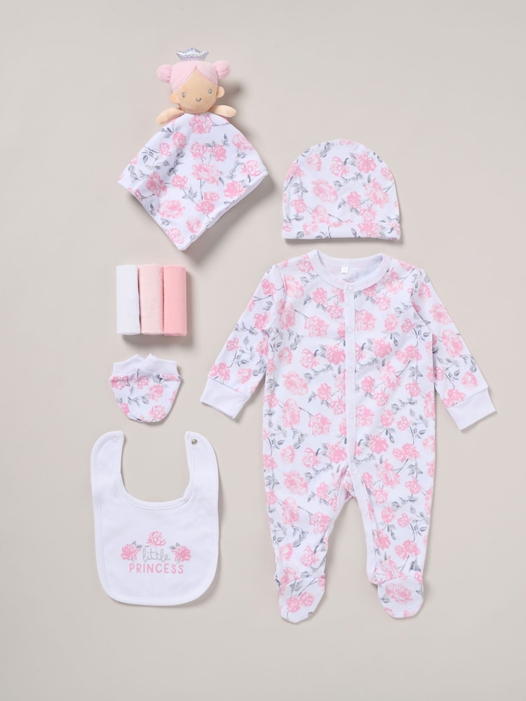 Rock-A-Bye Baby Boutique Baby Pink 100% Cotton All-In-One Gift Set 8 Piece - Image 1 of 1