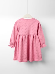 JoJo Maman Bébé Pink Drop Shoulder Appliqué Dress - Image 2 of 5