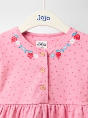 JoJo Maman Bébé Pink Drop Shoulder Appliqué Dress - Image 3 of 5