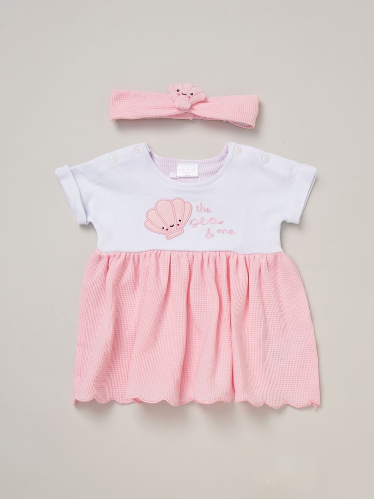 Rock-A-Bye Baby Boutique Waffle 100% Cotton Dress and Headband Outfit Set - Image 1 of 5