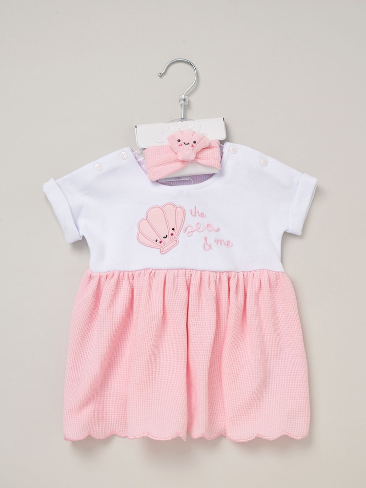 Rock-A-Bye Baby Boutique Waffle 100% Cotton Dress and Headband Outfit Set - Image 2 of 5 Rock-A-Bye Baby Boutique Waffle 100% Cotton Dress and Headband Outfit Set - Image 2 of 5