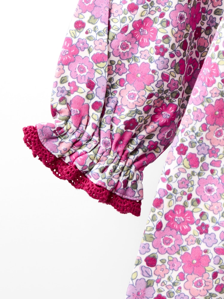 JoJo Maman Bébé Plum Purple Floral Broderie Collar Button Front Dress - Image 4 of 4 JoJo Maman Bébé Plum Purple Floral Broderie Collar Button Front Dress - Image 4 of 4