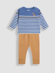 JoJo Maman Bébé Denim Giraffe Stripe Top and Legging Set - Image 1 of 6