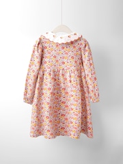 JoJo Maman Bébé Orange Embroidered Collar Button Front Dress - Image 2 of 3