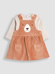 JoJo Maman Bébé Brown Dungaree Dress & Body Set - Image 1 of 5
