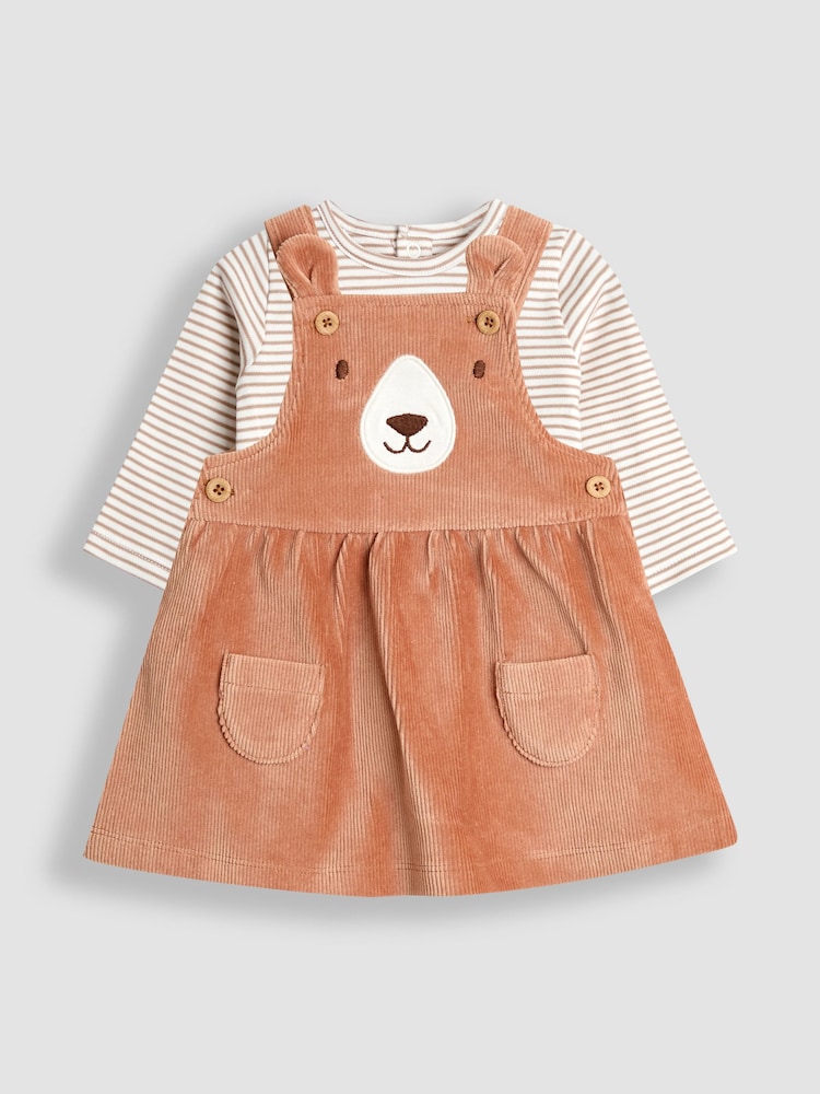 JoJo Maman Bébé Brown Dungaree Dress & Body Set - Image 1 of 5