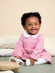 JoJo Maman Bébé Pink Smocked Collared Dress - Image 4 of 8