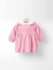 JoJo Maman Bébé Pink Smocked Collared Dress - Image 5 of 8