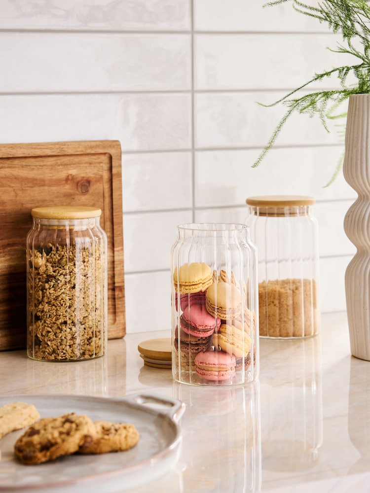 Set of 3 Clear Small Glass Ottilie Storage Jars - Image 1 of 1