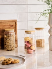 Set of 3 Clear Small Glass Ottilie Storage Jars - Image 2 of 4