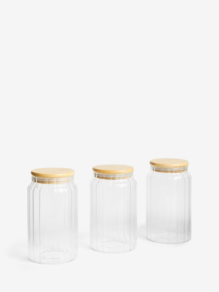 Set of 3 Clear Small Glass Ottilie Storage Jars - Image 4 of 4