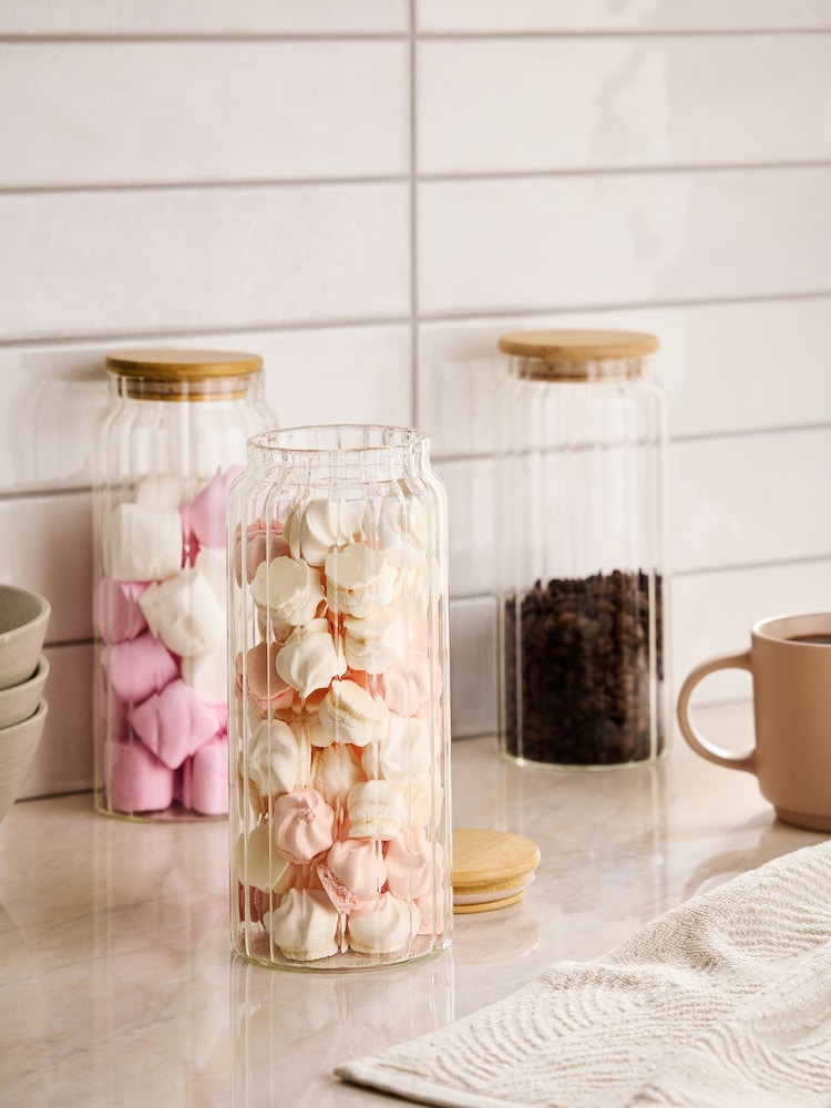 Set of 3 Clear Glass Ottilie Storage Jars - Image 1 of 4
