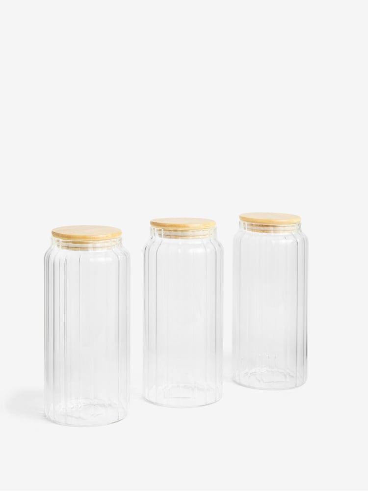 Set of 3 Clear Glass Ottilie Storage Jars - Image 4 of 4