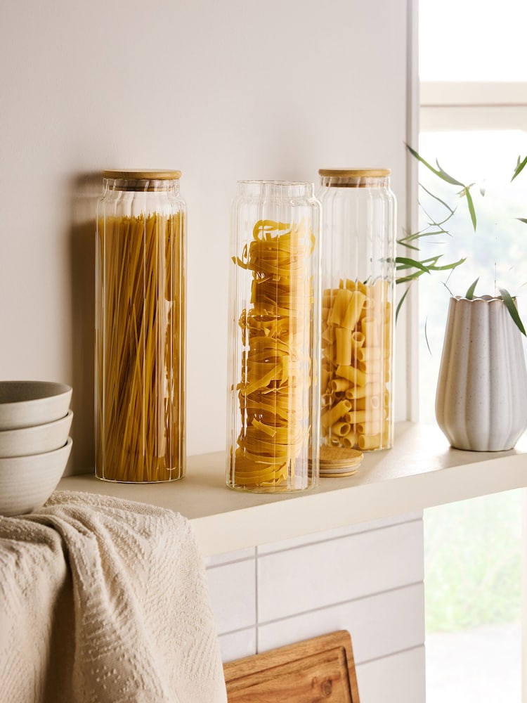 Set of 3 Clear Large Glass Ottilie Storage Jars - Image 1 of 4