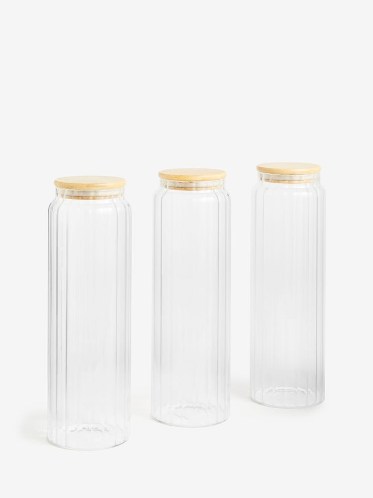 Set of 3 Clear Large Glass Ottilie Storage Jars - Image 4 of 4