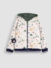 JoJo Maman Bébé Khaki Green Bear Appliqué Reversible Hoodie - Image 7 of 9