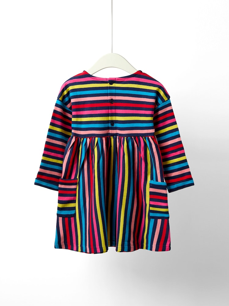 JoJo Maman Bébé Drop-Shoulder Pet in Pocket Stripe Dress - صورة 2 من 4 JoJo Maman Bébé Drop-Shoulder Pet in Pocket Stripe Dress - صورة 2 من 4