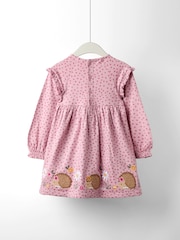 JoJo Maman Bébé Pink Frill Sleeve Appliqué Dress - Image 2 of 4