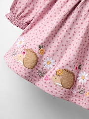 JoJo Maman Bébé Pink Frill Sleeve Appliqué Dress - Image 4 of 4
