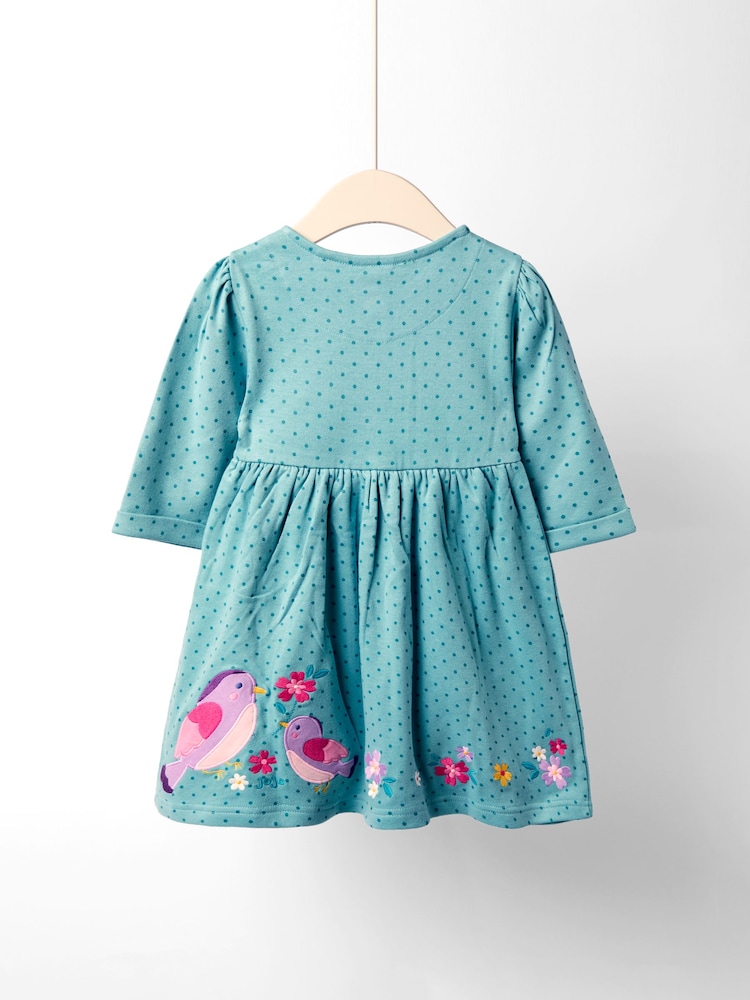 JoJo Maman Bébé Green Bird Button Front Appliqué Dress - Image 2 of 4 JoJo Maman Bébé Green Bird Button Front Appliqué Dress - Image 2 of 4