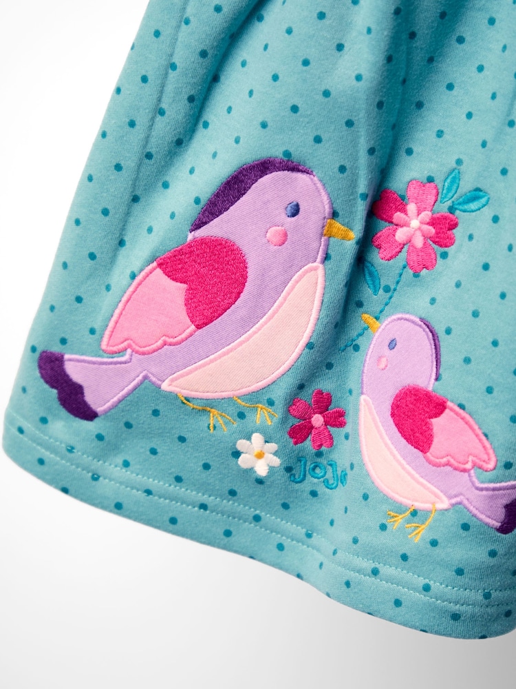 JoJo Maman Bébé Green Bird Button Front Appliqué Dress - Image 4 of 4 JoJo Maman Bébé Green Bird Button Front Appliqué Dress - Image 4 of 4