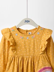 JoJo Maman Bébé Yellow Pretty Appliqué Frill Dress - Image 3 of 5