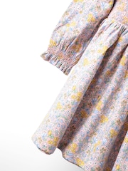 JoJo Maman Bébé Pink Light Ditsy Floral Smocked Jersey Dress - Image 4 of 4