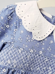 Jojo Maman Bébé Blue Smocked Dress - Image 3 of 4