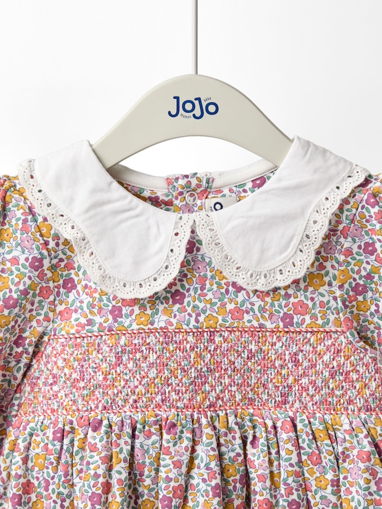Galben muștar de toamnă - Rochie Jerseu încrețită cu Floral imprimeu floricele JoJo Maman Bébé - Image 5 of 10