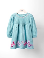 JoJo Maman Bébé Green Mouse And Tea Cup Applique Dress - Image 1 of 4
