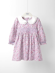 JoJo Maman Bébé Purple Ditsy Floral Smocked Jersey Dress - Image 1 of 4