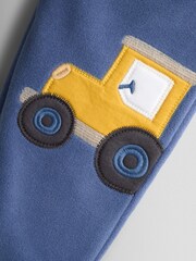 JoJo Maman Bébé Blue Tractor Appliqué Fleece Joggers - Image 3 of 4