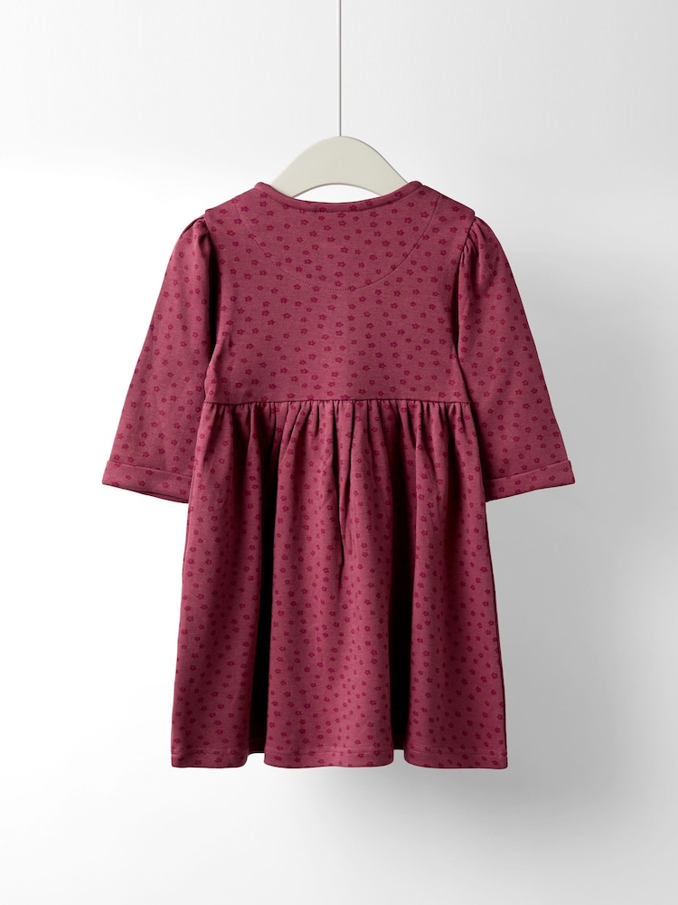 JoJo Maman Bébé Plum Purple Tractor Friends Button Front Appliqué Dress - Image 2 of 6 JoJo Maman Bébé Plum Purple Tractor Friends Button Front Appliqué Dress - Image 2 of 6