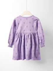 JoJo Maman Bébé Purple Drop Shoulder Appliqué Dress - Image 2 of 3