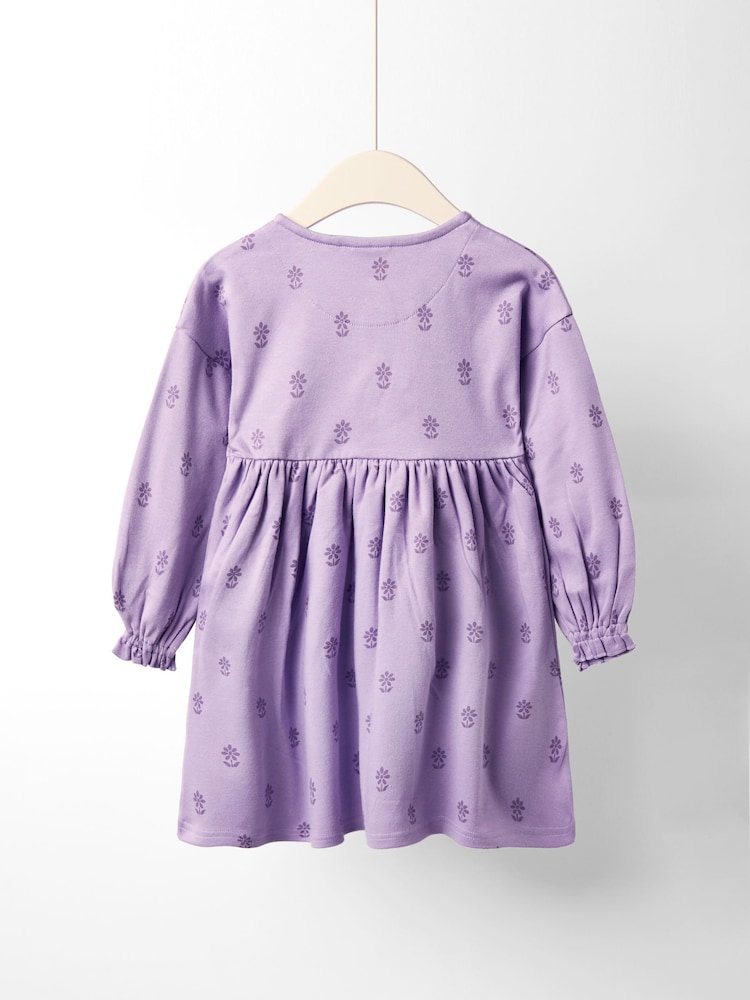 JoJo Maman Bébé Purple Drop Shoulder Appliqué Dress - Image 2 of 3