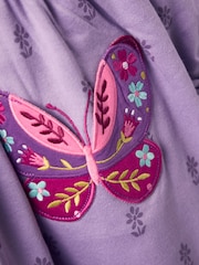 JoJo Maman Bébé Purple Drop Shoulder Appliqué Dress - Image 3 of 3